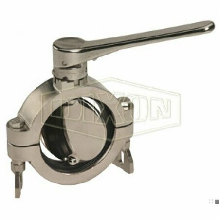 DIXON Butterfly Valve, Series: B5102, 1 in Nominal, Clamp End, 15 to 200 deg F, 3-Position Reversible Hand B5102S100-A